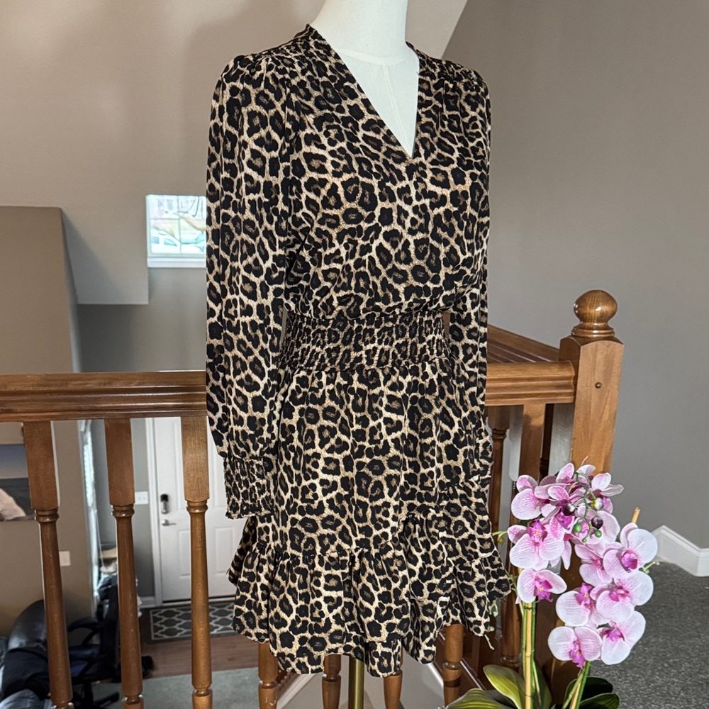Michael, Michael Kors Leopard Print Long Sleeve Dress 👗 size S